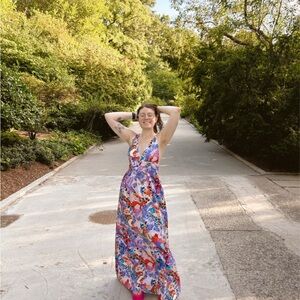 Vintage Multicolor Floral Maxi Dress